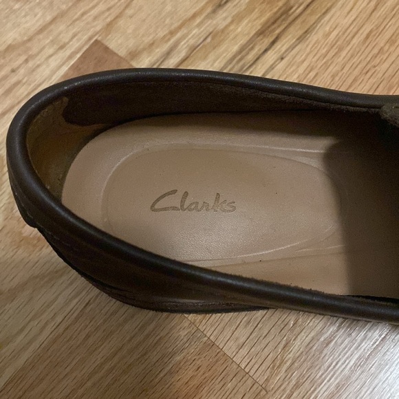 Clarks driving Moccasin Loafers Mems 9.5M Brown Leather business office casual - Picture 6 of 8